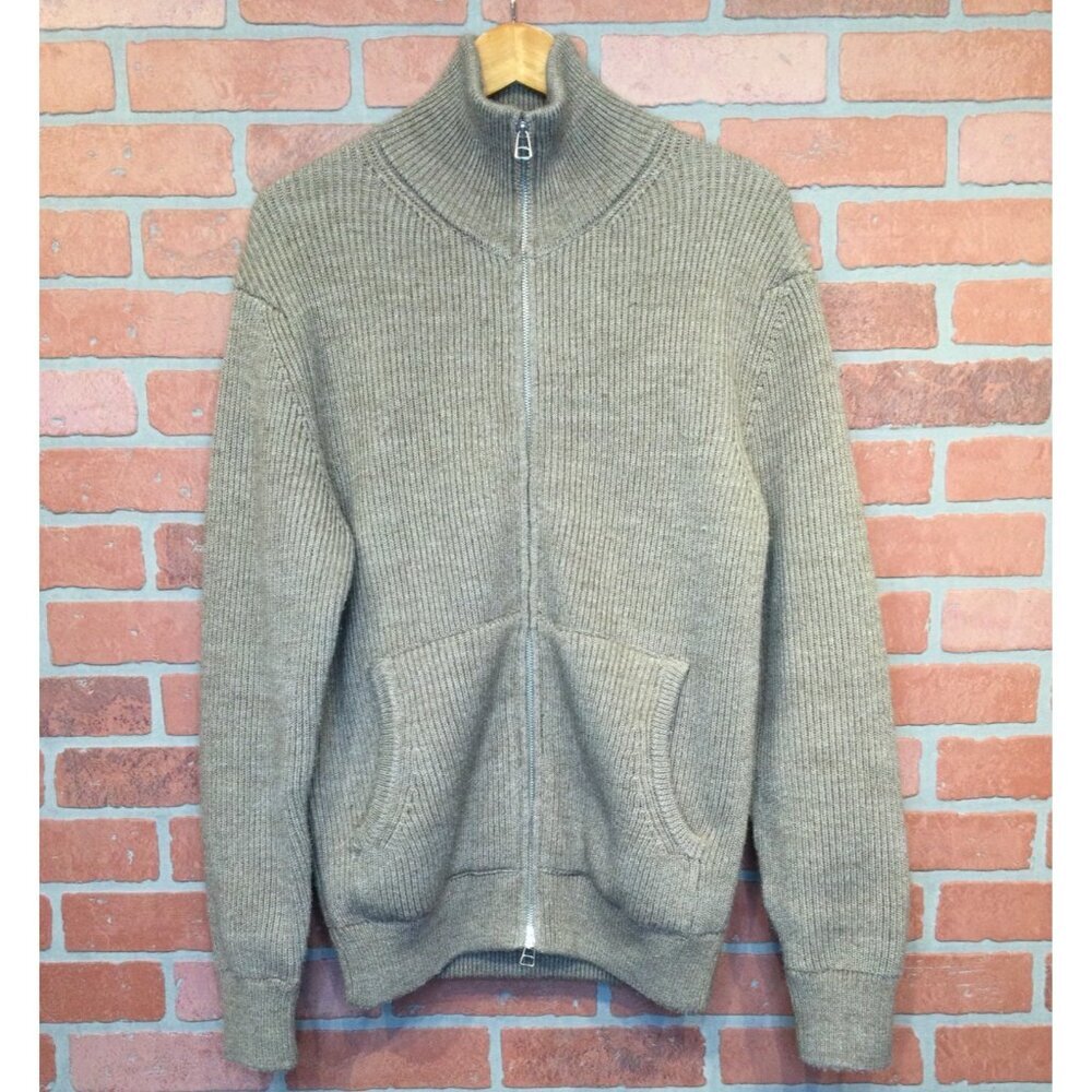 Zara Origins Mens Ribbed Knit Full-Zip Sweater Jacket Size L Acrylic/Wool Tan